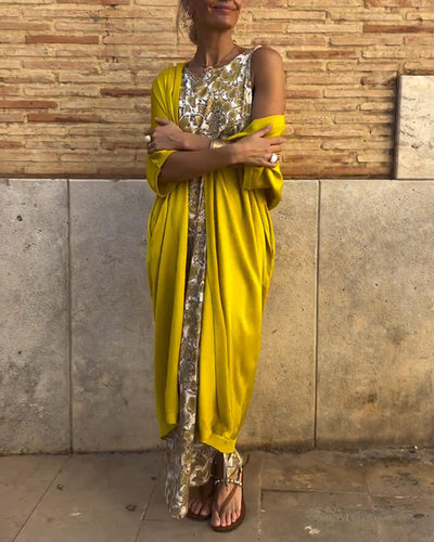 Elegant long dress + matching cardigan AS A GIFT