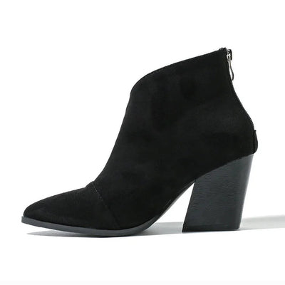POINTED ANKLE BOOT WITH SUEDE EFFECT