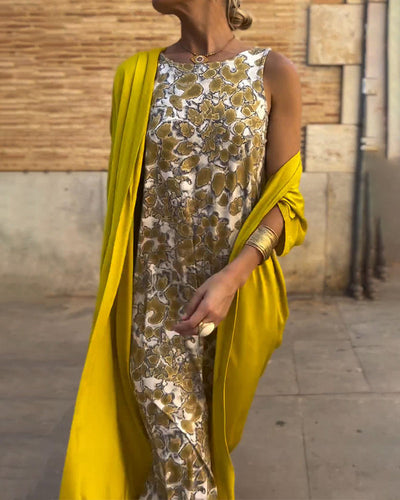 Elegant long dress + matching cardigan AS A GIFT