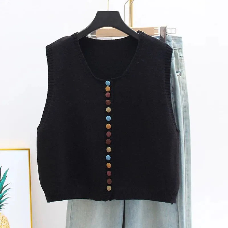 THE MARIBEL | COLOUR-BUTTON KNIT VEST