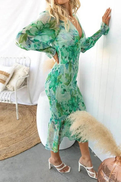 Melissa - Midi Dress with Floral Ruffles