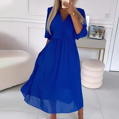 Nia | Elegant Wrap V- neck Dress 2025
